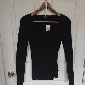 Chic Black Wrap Top
